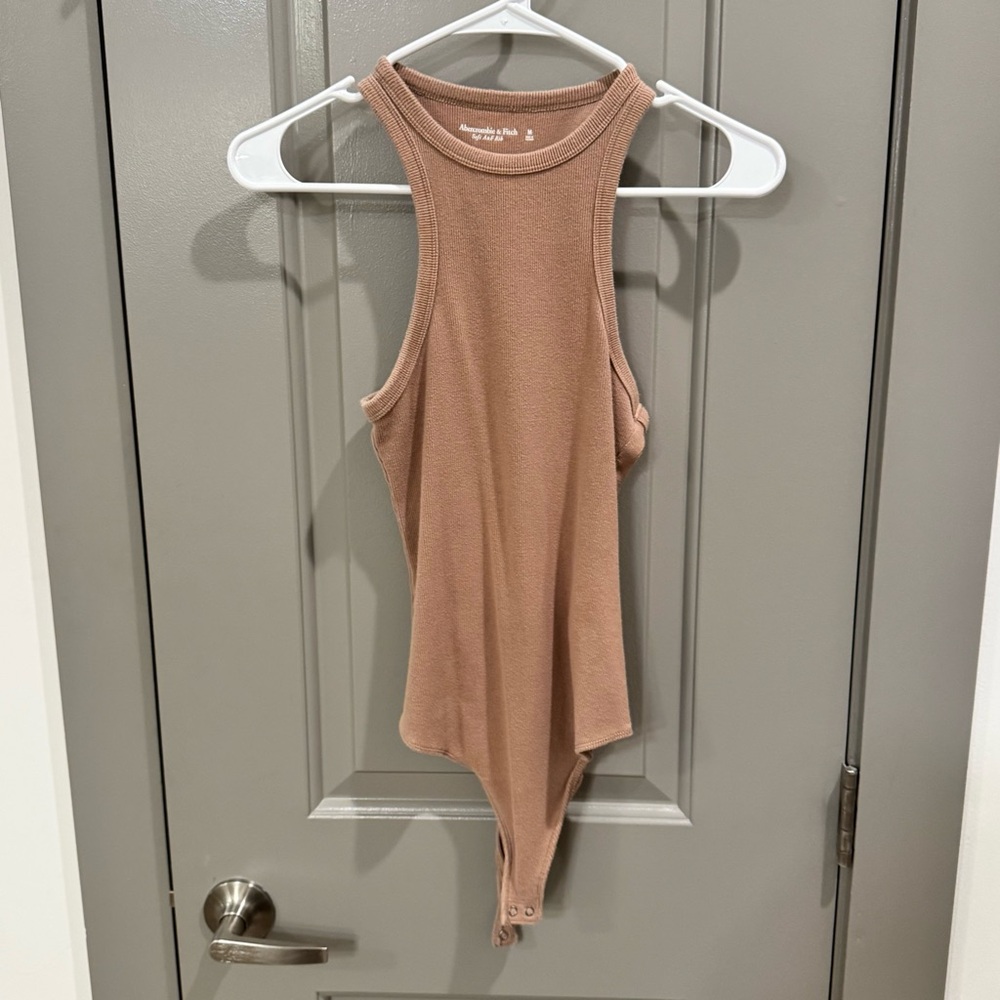 Abercrombie & Fitch Tan Ribbed Fitted Bodysuit